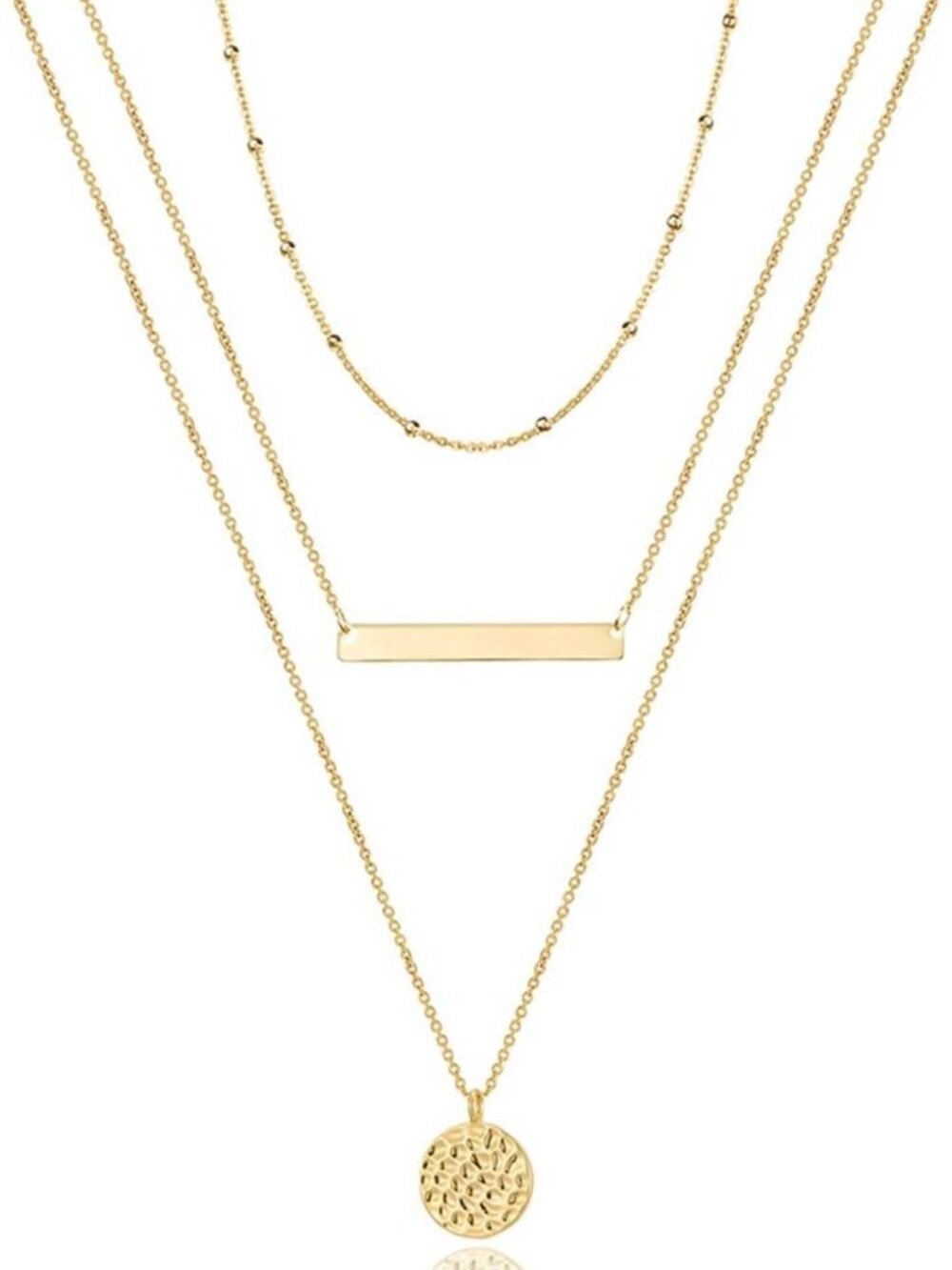 Dainty Layered Choker Necklace | Handmade Y Pendant & Bar Disc | Adjustable for